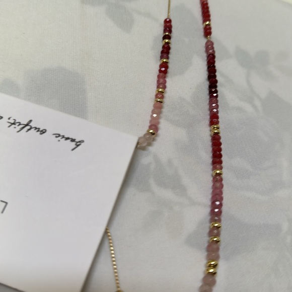 LOFT Layered Pink Ombré Beaded and Chain Necklace - Picture 5 of 9